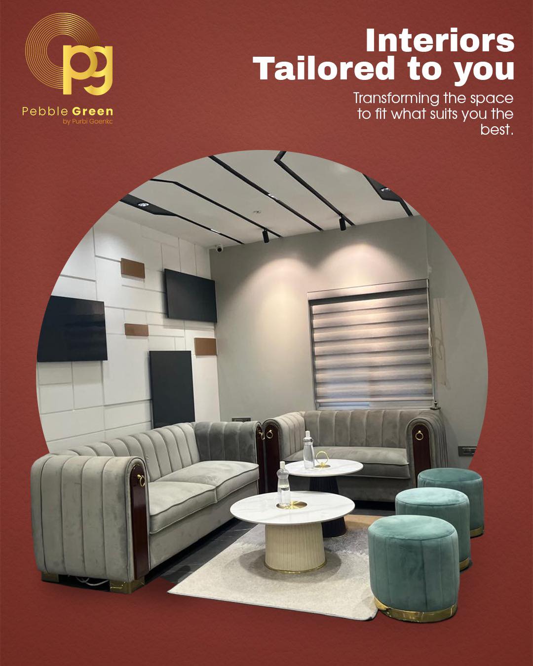 Pebble Green lounge furniture concept with sofa and ottomans